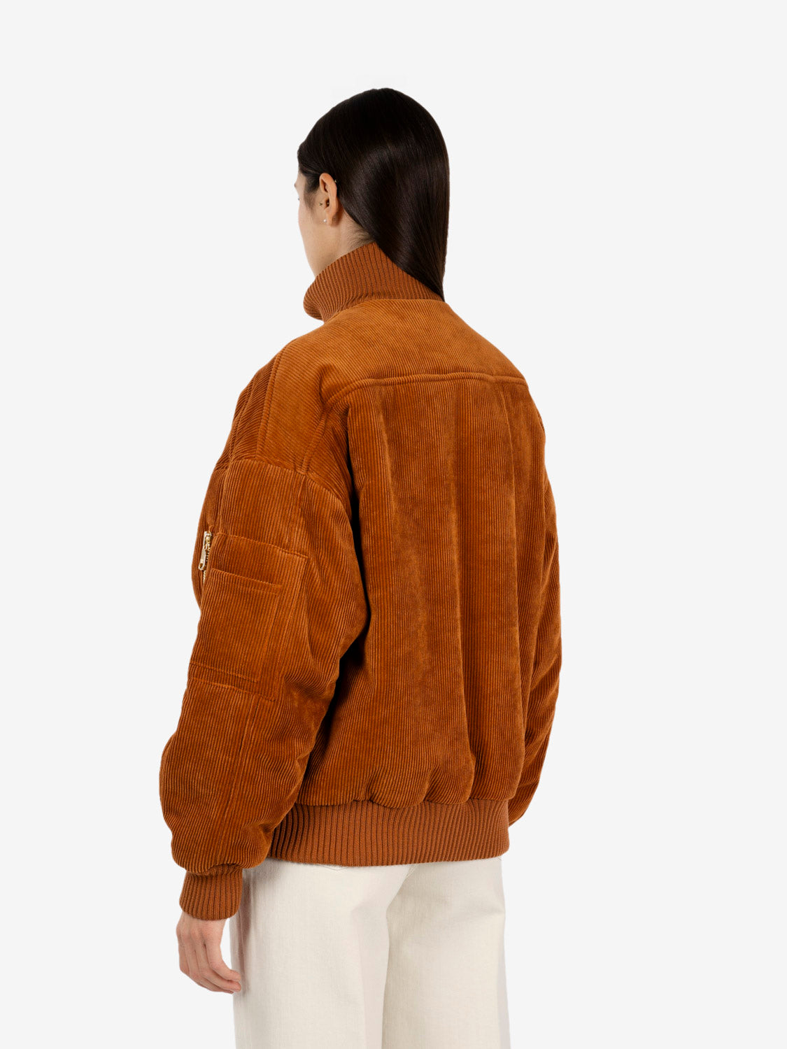 Warm caramel corduroy bomber jacket