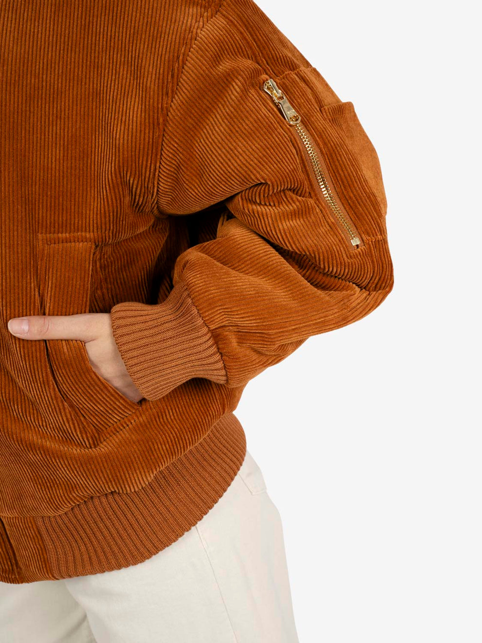 Warm caramel corduroy bomber jacket