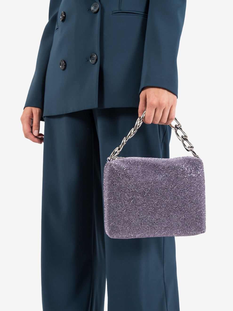 Borsa maxichain strass mineral violet crystal