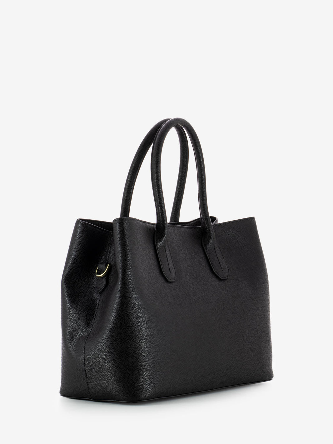 Borsa shopping in pelle con tracolla nera