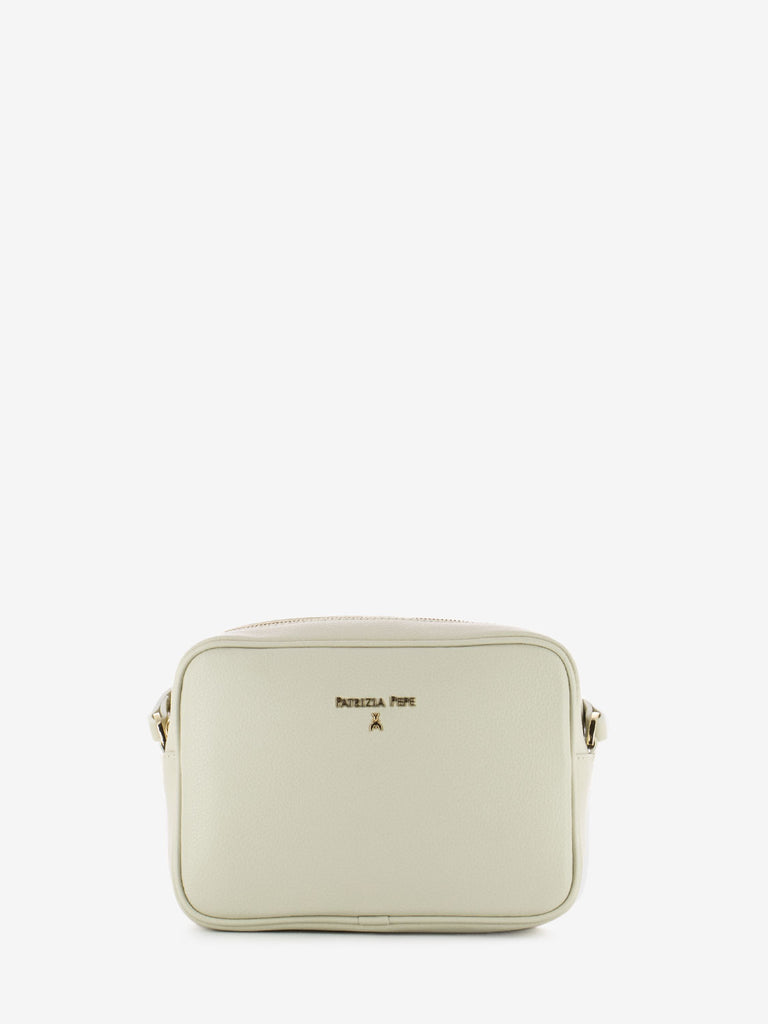 PATRIZIA PEPE - Camera bag a tracolla grained leather off white