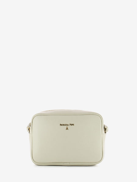 Camera bag a tracolla grained leather off white