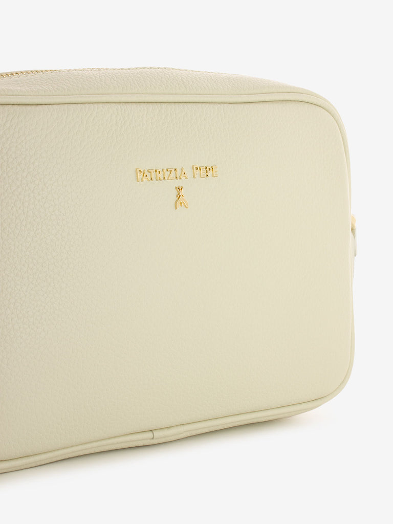 PATRIZIA PEPE - Camera bag a tracolla grained leather off white