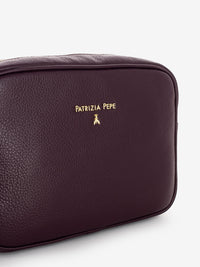 Burgundy leather camera bag