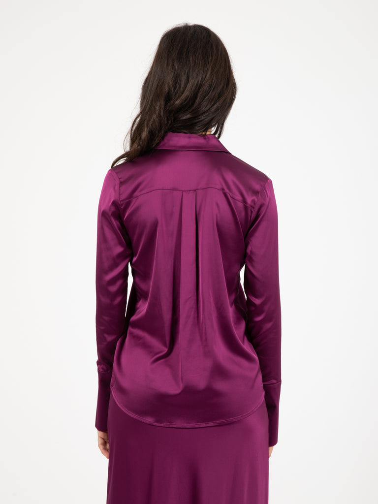 PATRIZIA PEPE - Camicia fluida in raso futuristic purple