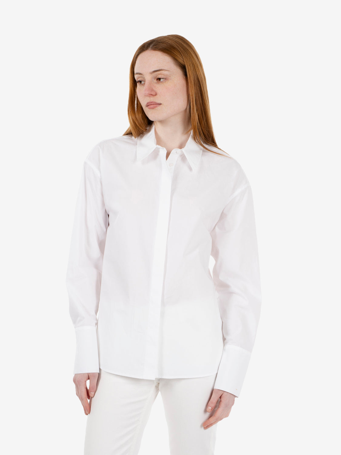 Camicia in cotone over bianca