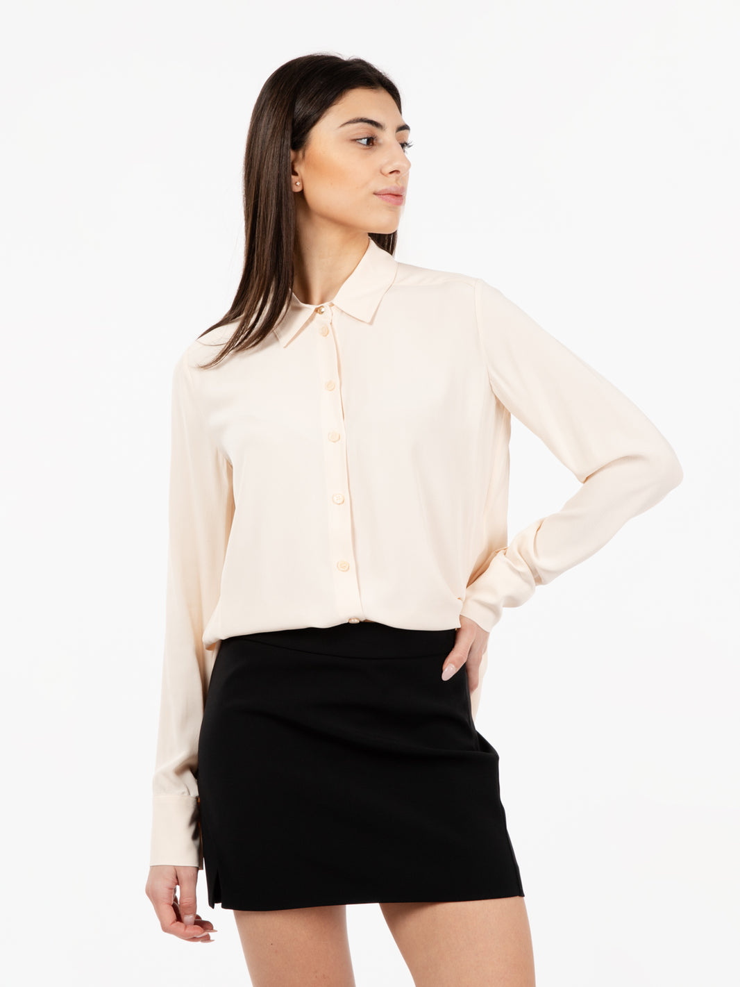 Camicia in crêpe viscosa ivory skin