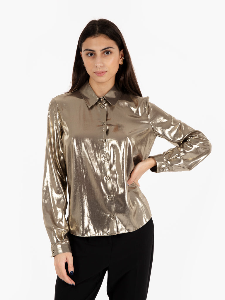 PATRIZIA PEPE - Camicia in georgette metal gold