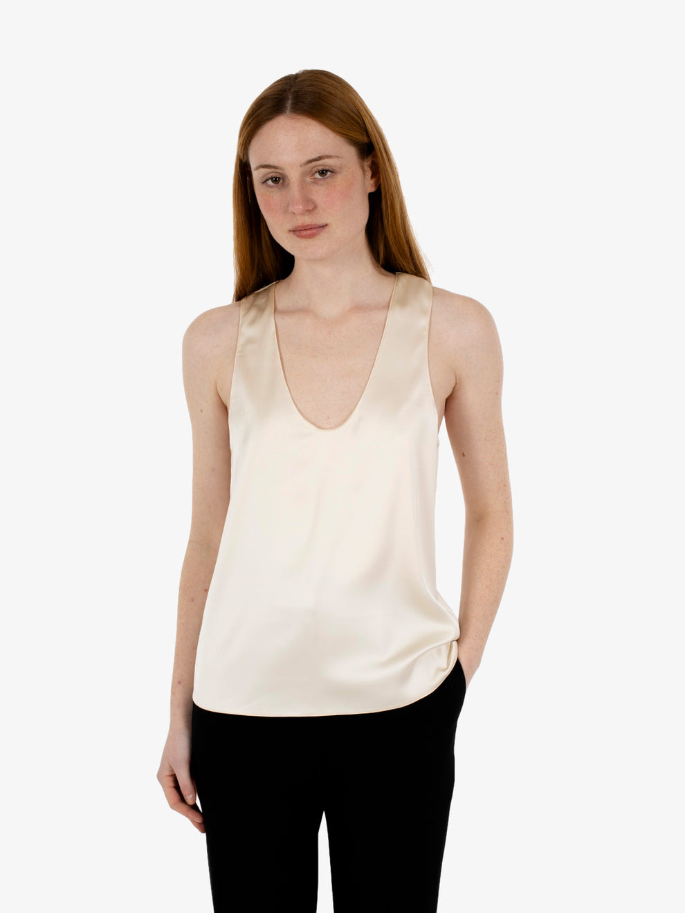 Warm ivory satin shirt