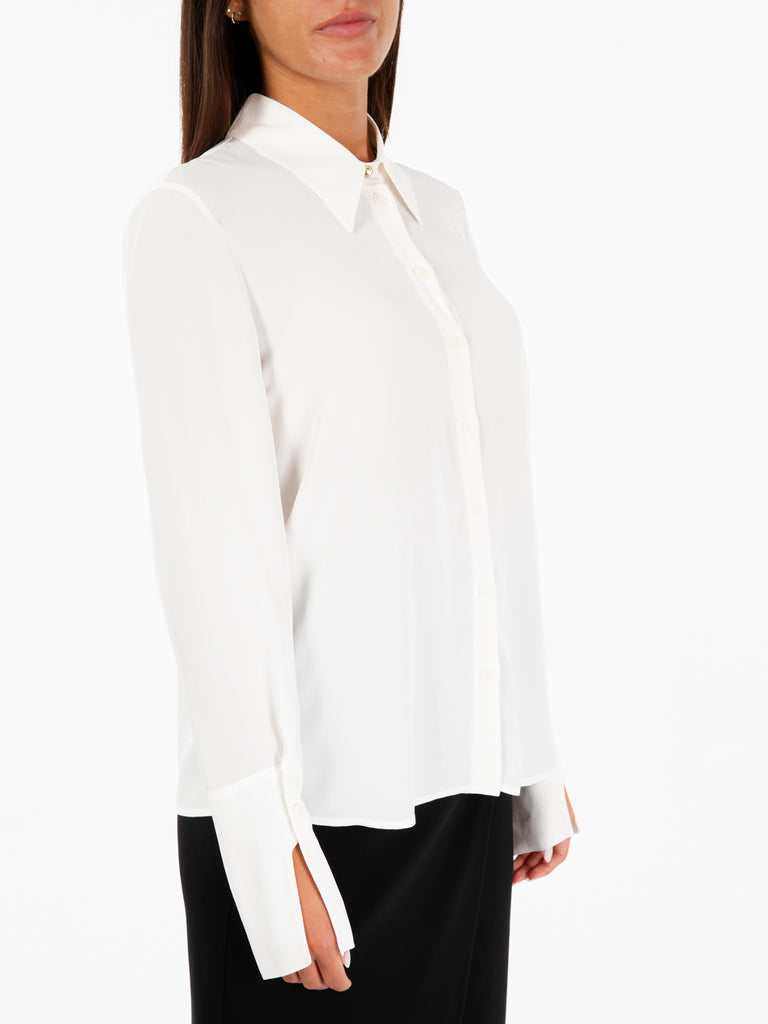 PATRIZIA PEPE - Camicia maniche lunghe in crepe Essential bianco