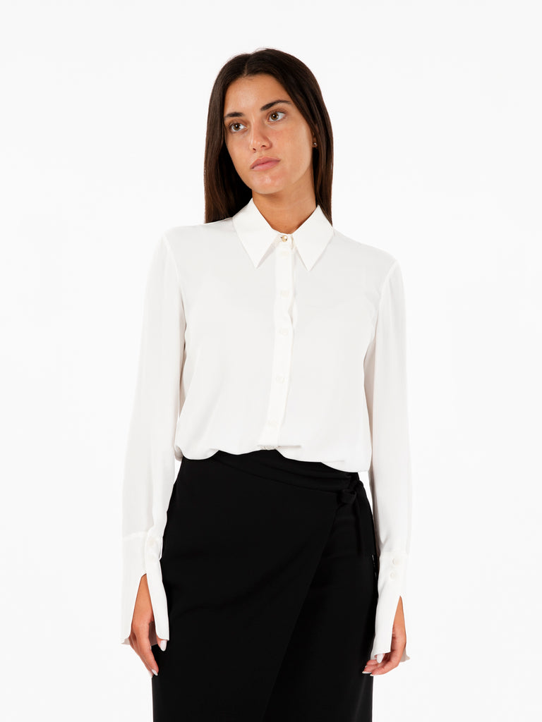 PATRIZIA PEPE - Camicia maniche lunghe in crepe Essential bianco