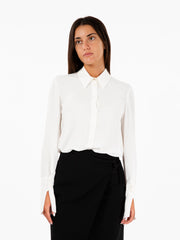 PATRIZIA PEPE - Camicia maniche lunghe in crepe Essential bianco