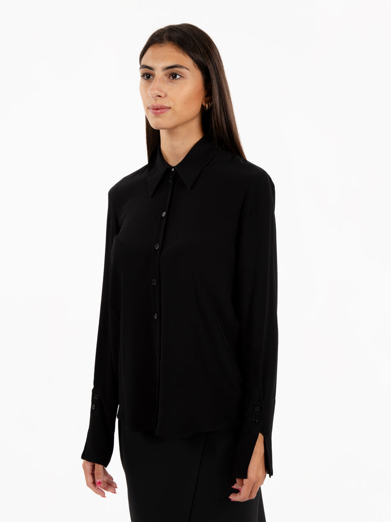 PATRIZIA PEPE - Camicia maniche lunghe in crepe Essential nero