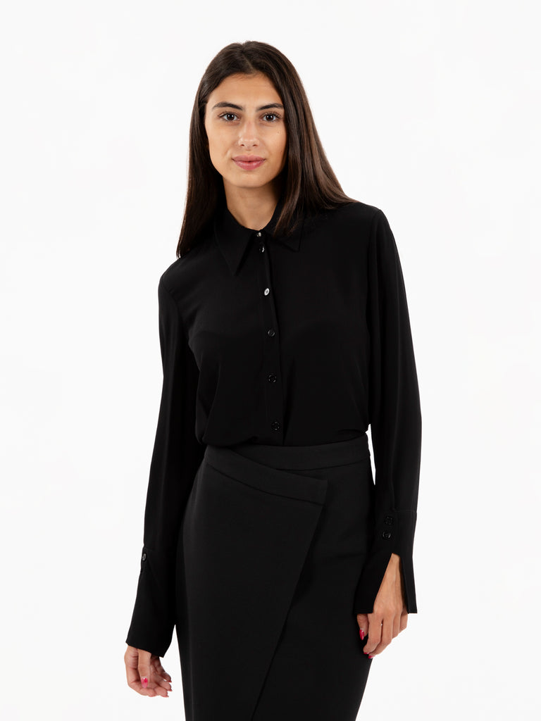 PATRIZIA PEPE - Camicia maniche lunghe in crepe Essential nero