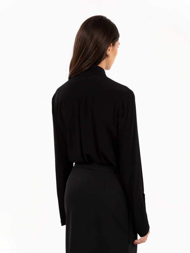 PATRIZIA PEPE - Camicia maniche lunghe in crepe Essential nero