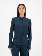 PATRIZIA PEPE - Camicia morbida in viscosa petrol blue