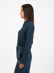 PATRIZIA PEPE - Camicia morbida in viscosa petrol blue