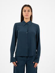 PATRIZIA PEPE - Camicia morbida in viscosa petrol blue