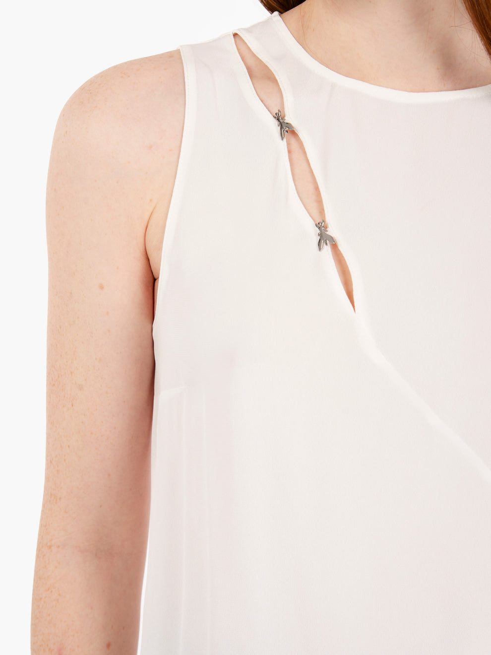 White Viscose Sleeveless Blouse