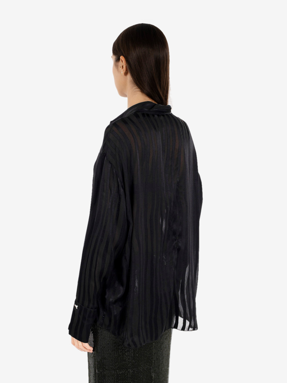 BLACK SATIN SHIRT 8C0341/C0236_K103