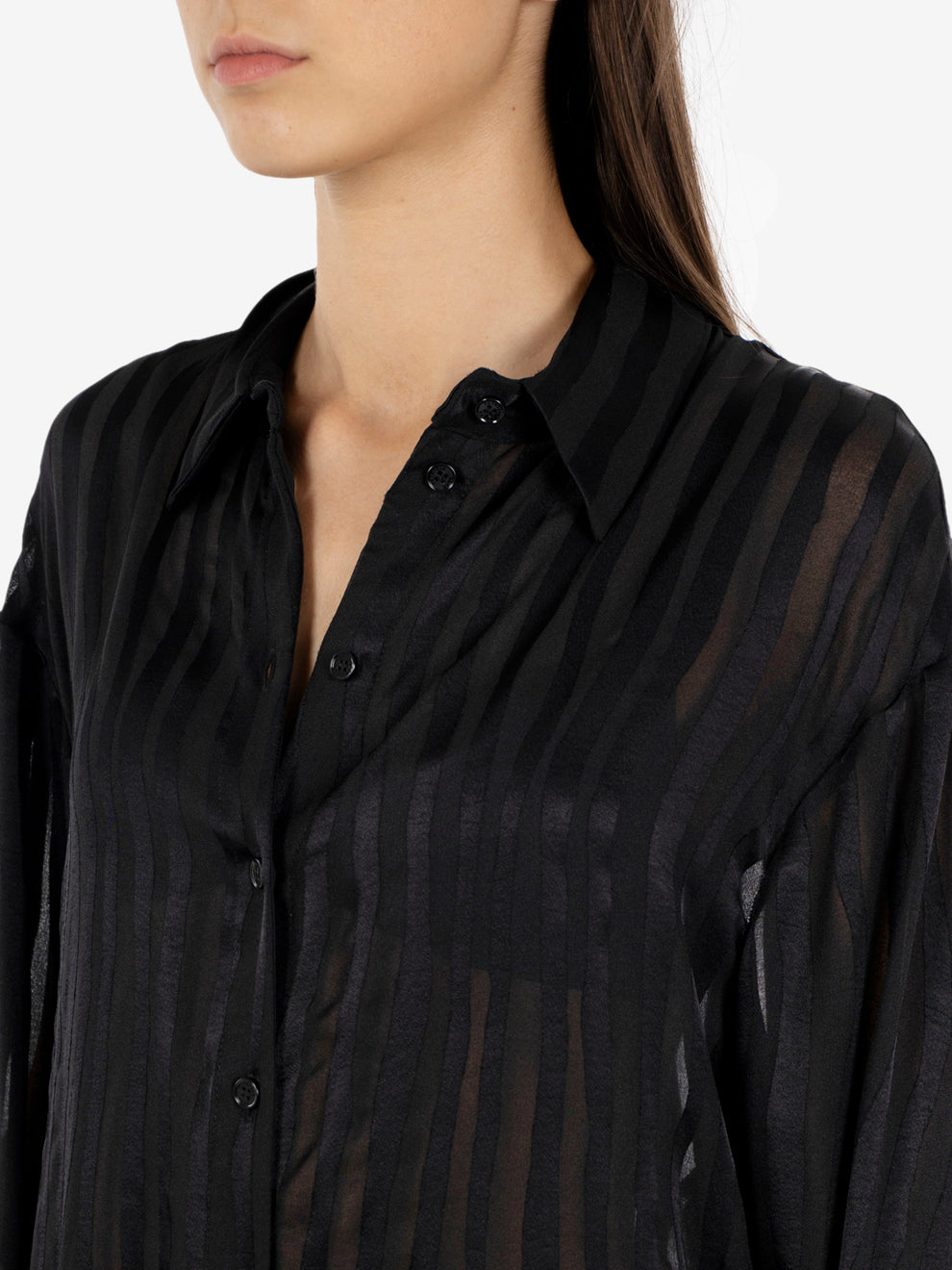 BLACK SATIN SHIRT 8C0341/C0236_K103