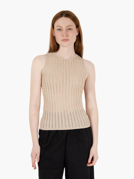 Canotta a costine lurex oro