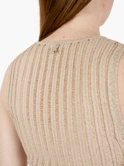 PATRIZIA PEPE - Canotta a costine lurex oro