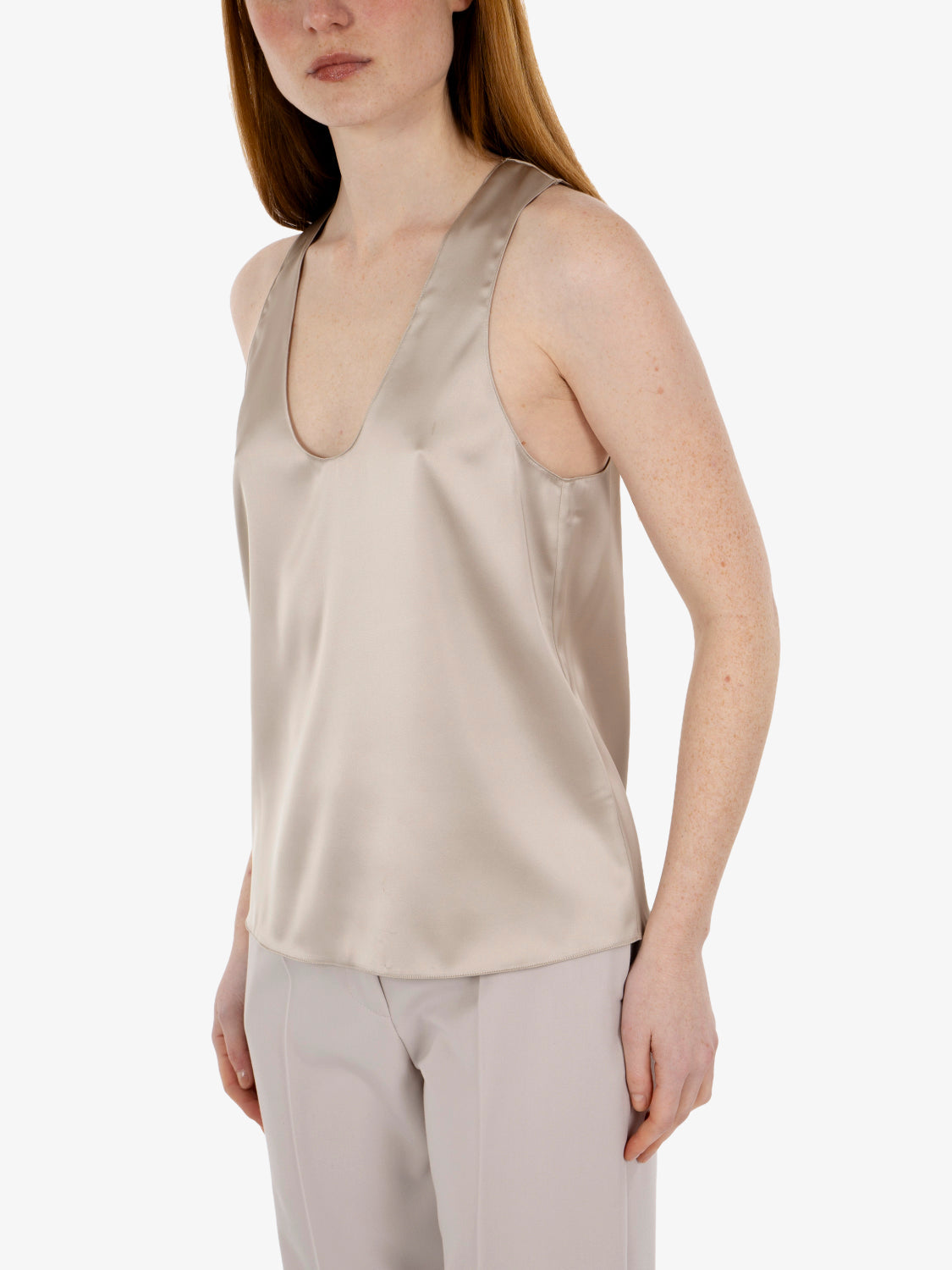 Cloud Gray Satin Shirt