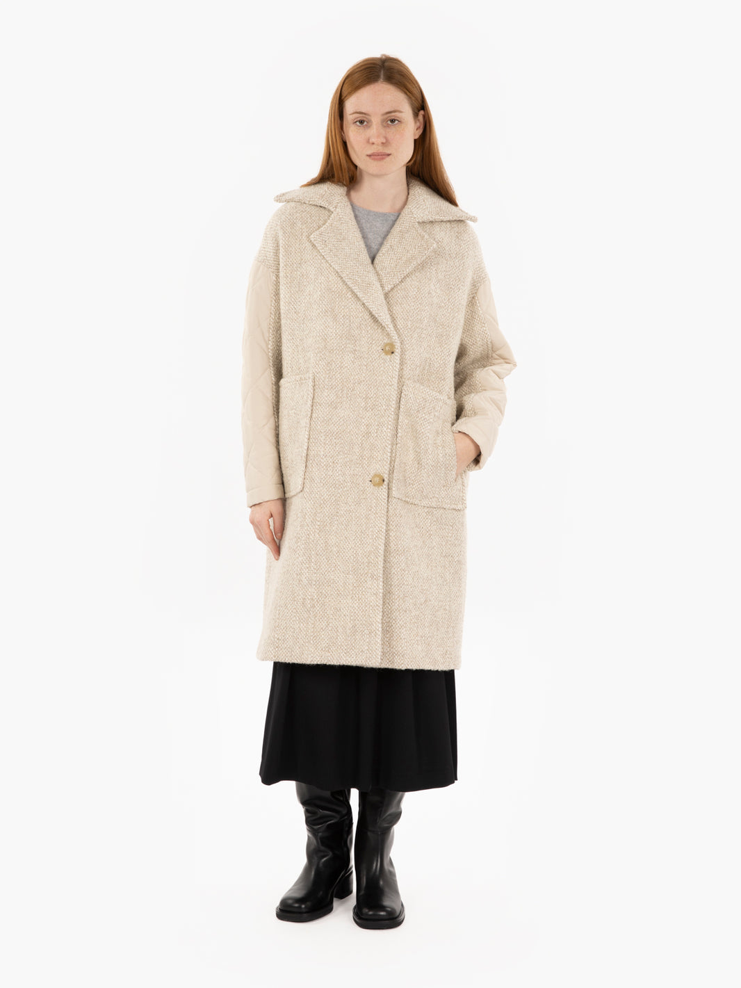 White / greige egg-shaped coat