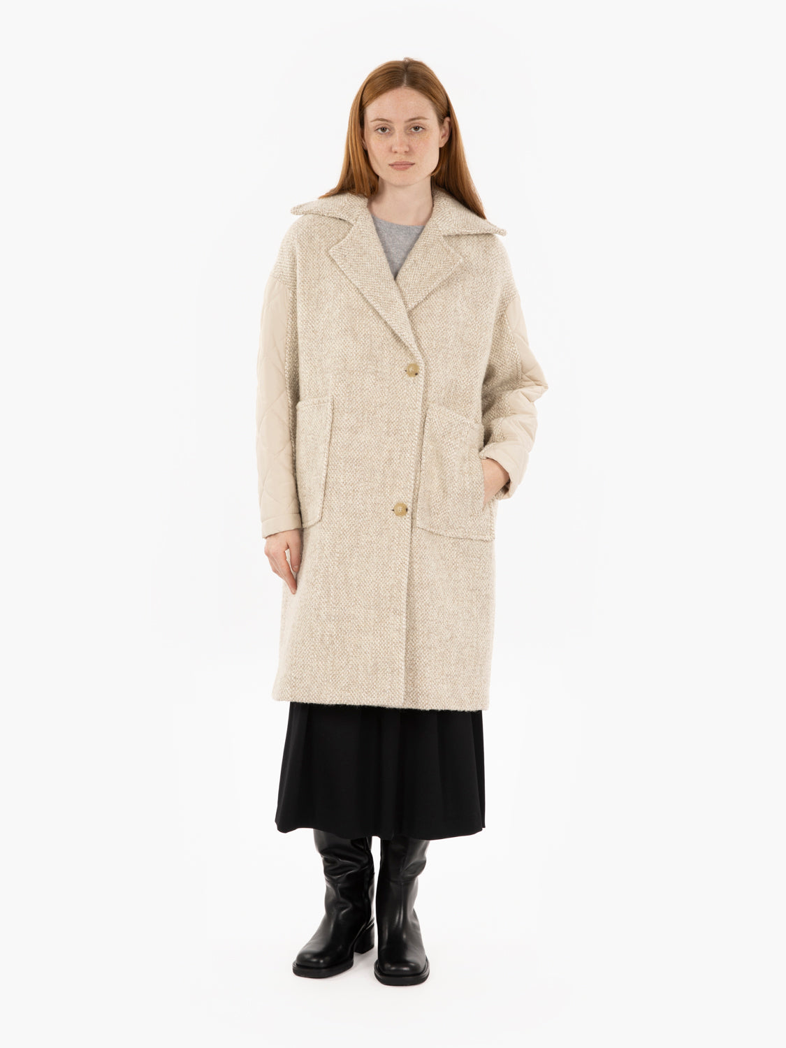 White / greige egg-shaped coat