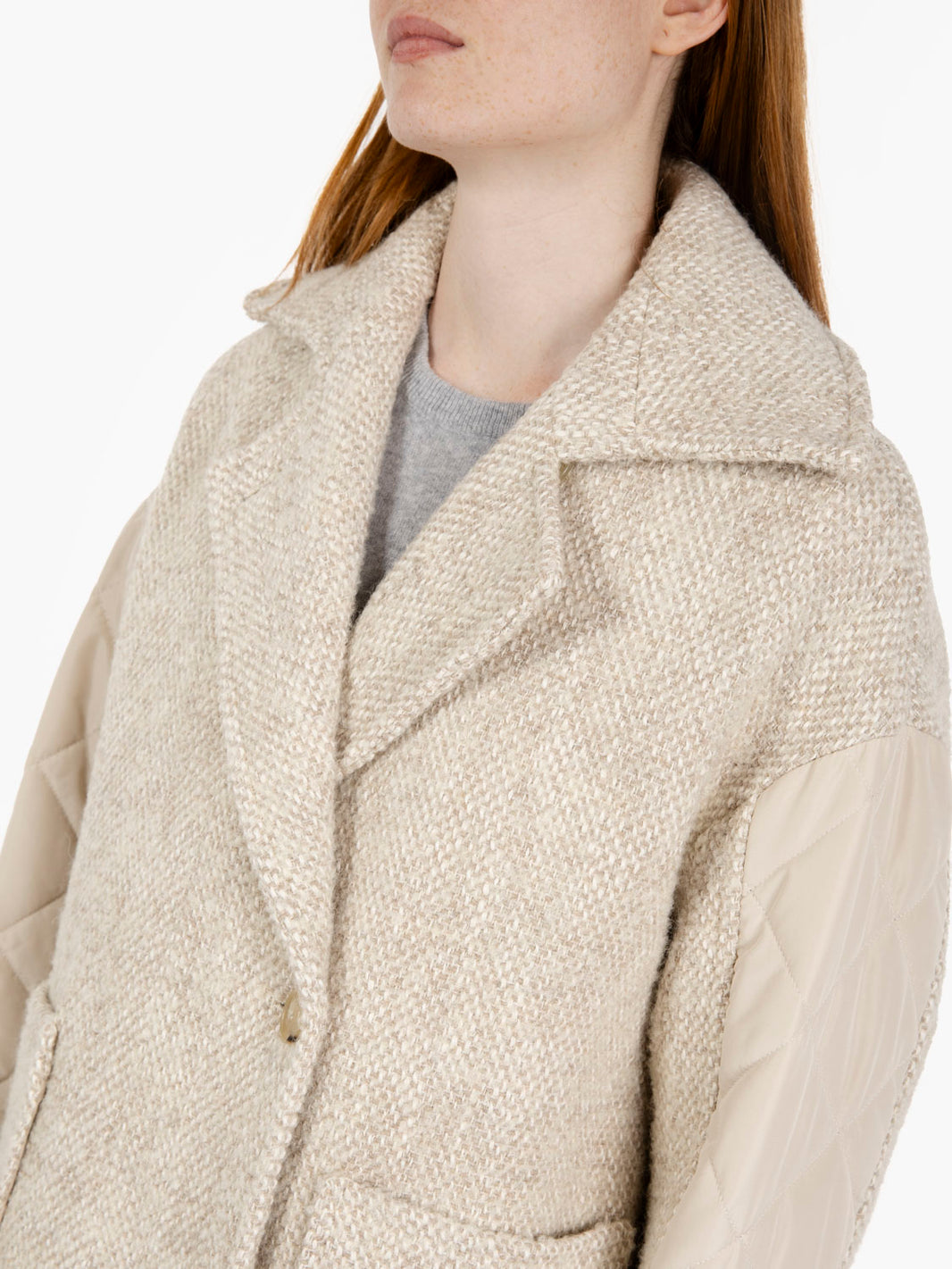 White / greige egg-shaped coat