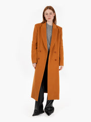 PATRIZIA PEPE - Cappotto doppiopetto foderato lungo caramel brown