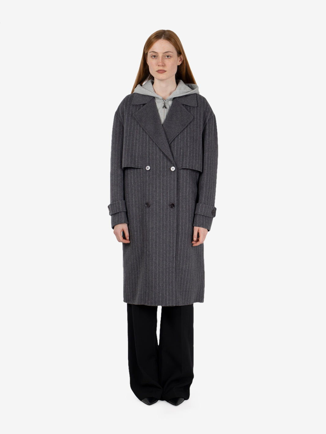 Cappotto gessato grigio / bianco