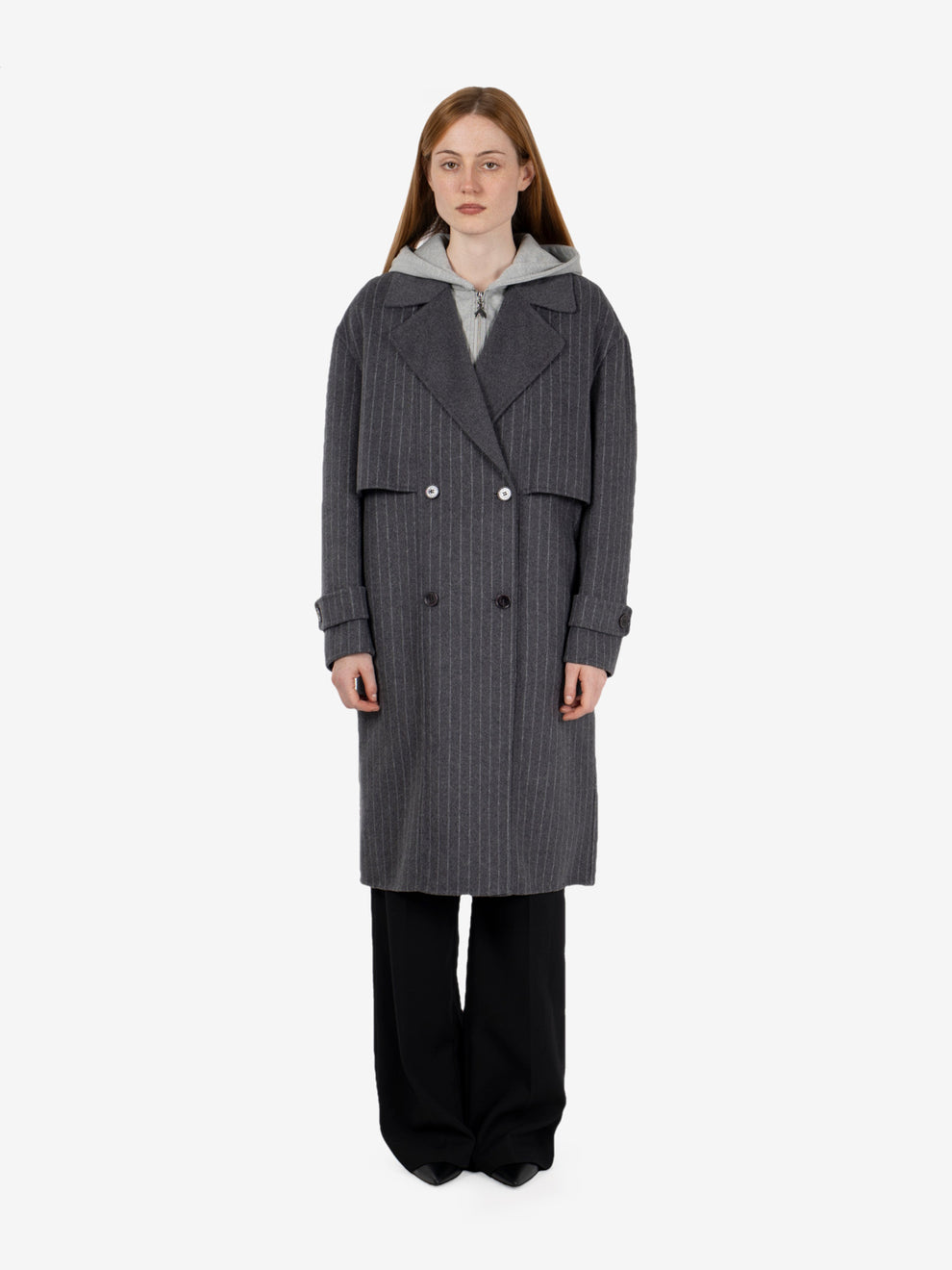Cappotto gessato grigio / bianco