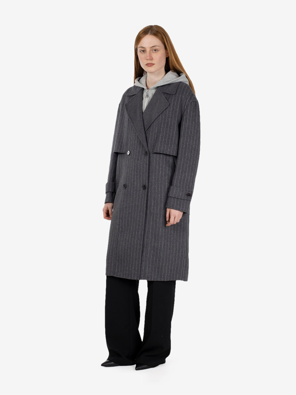 Cappotto gessato grigio / bianco