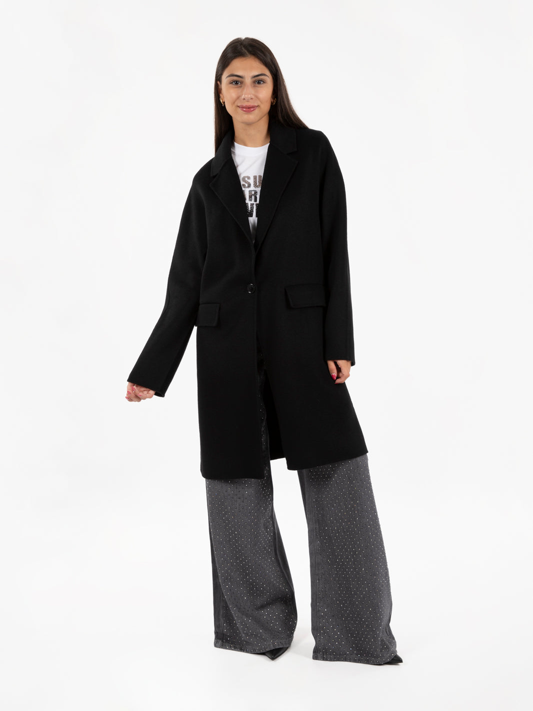 Cappotto monopetto nero