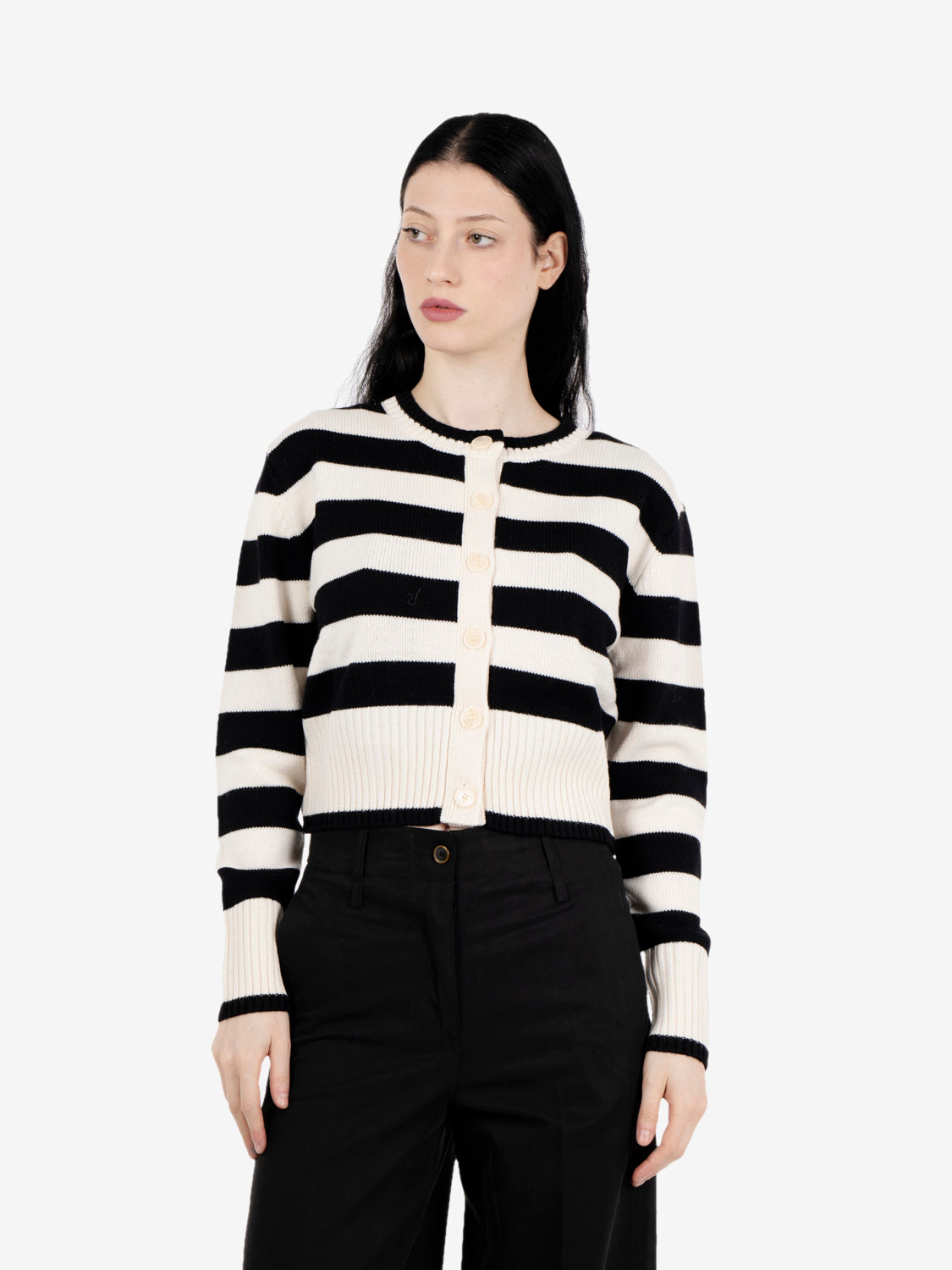 Cardigan a righe bianco / nero