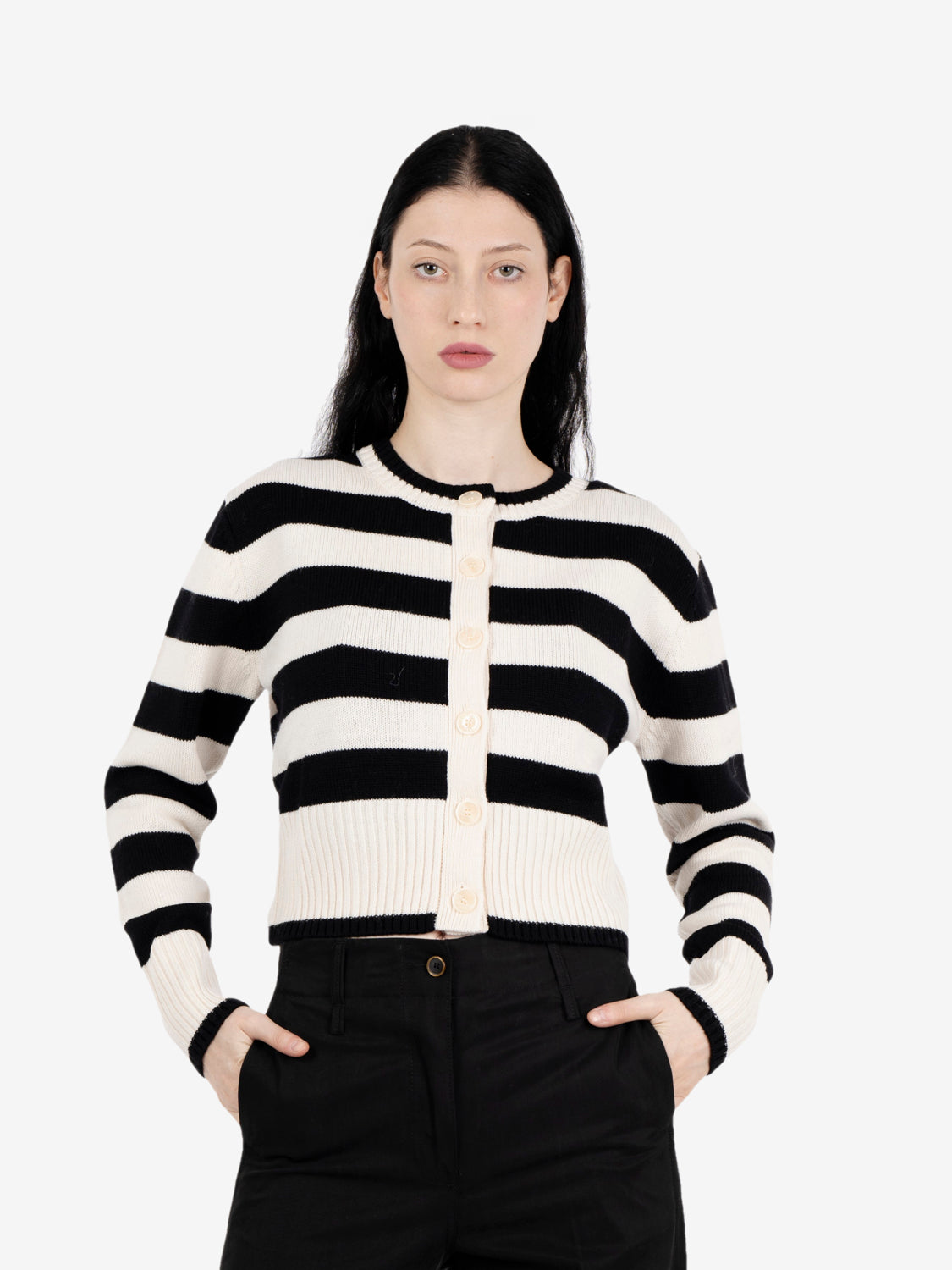 Cardigan a righe bianco / nero
