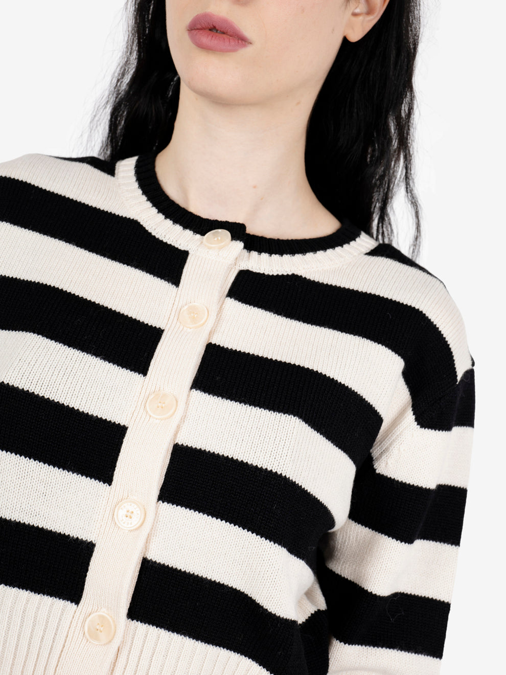 Cardigan a righe bianco / nero