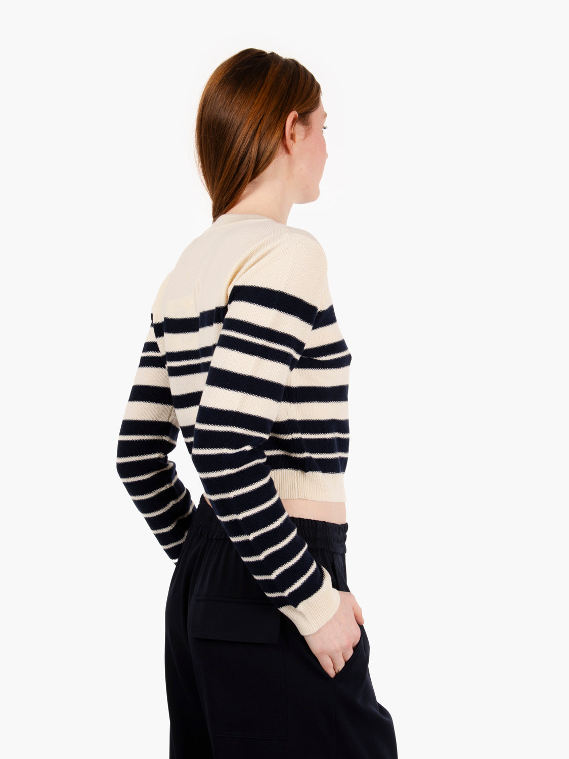 Cardigan a righe e bottoni Fly beige / blu