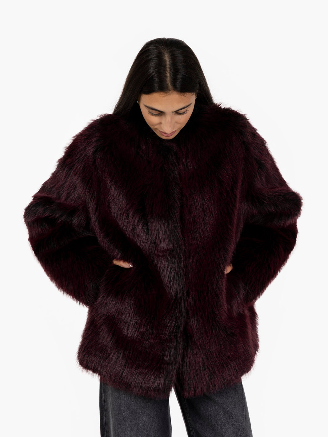 Ecopelliccia fluffy red / purple