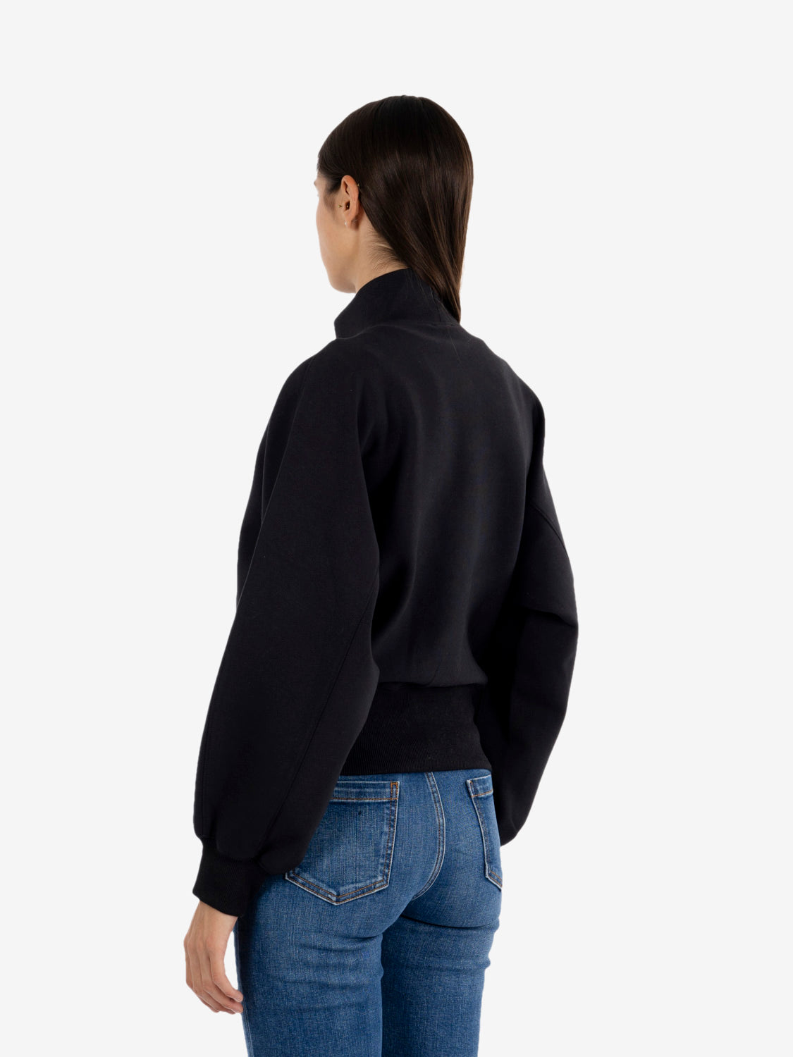 Felpa half-zip crop nera
