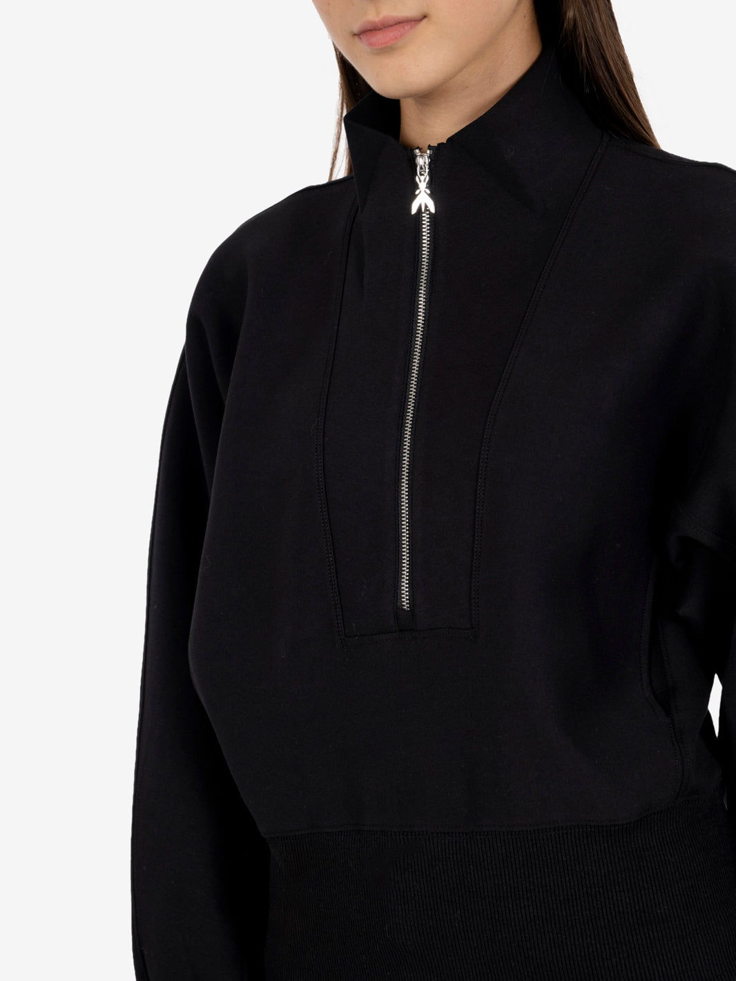 Felpa half-zip crop nera