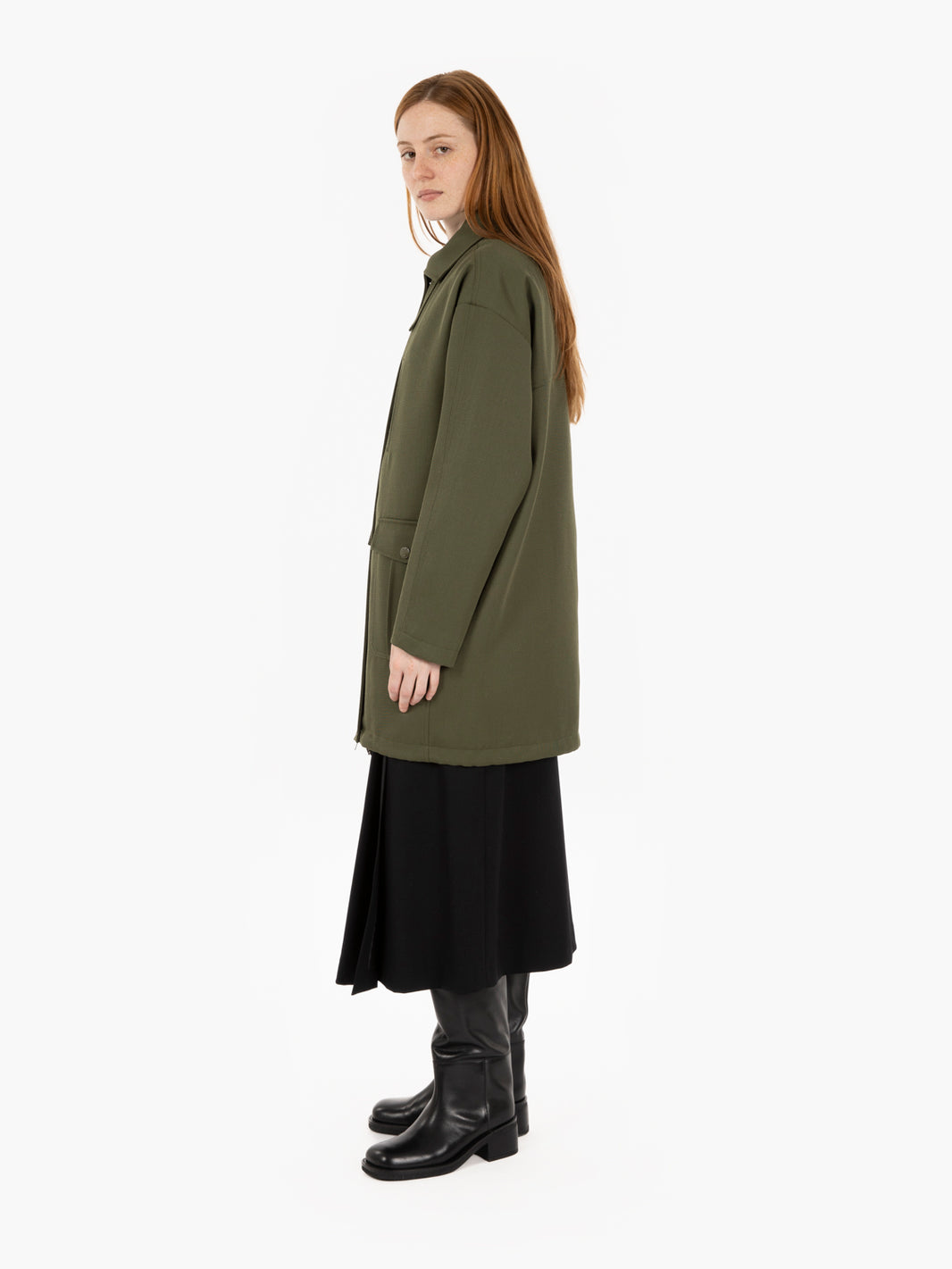 Oversized jacket with green inner vest