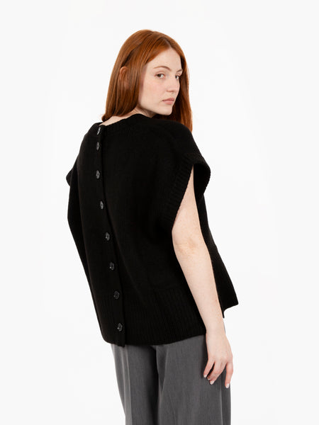 Gilet in maglia con bottoni nero