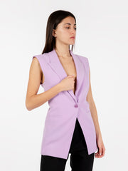 PATRIZIA PEPE - Gilet in tessuto sablè crêpe iris lilac