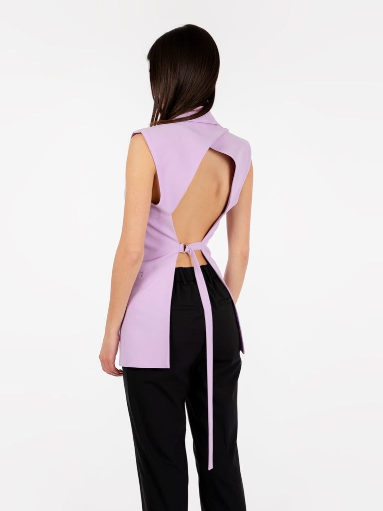 PATRIZIA PEPE - Gilet in tessuto sablè crêpe iris lilac