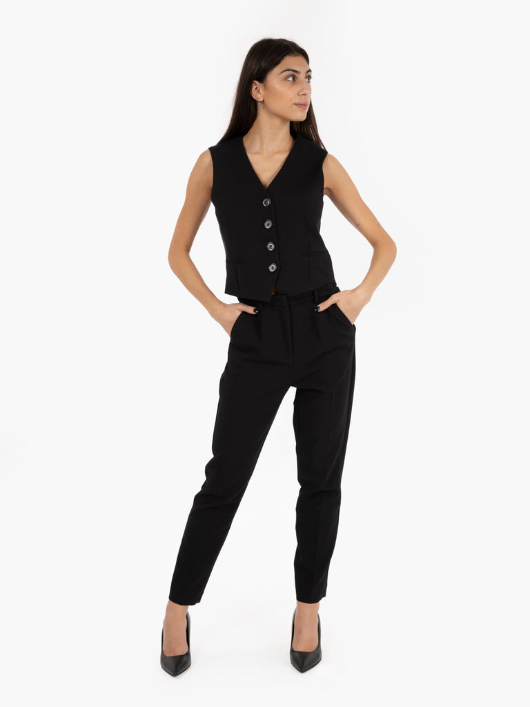 PATRIZIA PEPE - Gilet in twill stretch nero