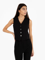 PATRIZIA PEPE - Gilet in twill stretch nero