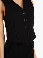 PATRIZIA PEPE - Gilet in twill stretch nero